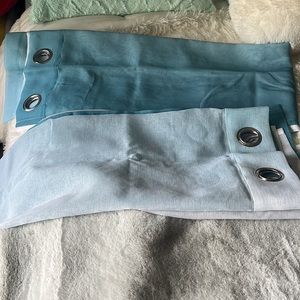 Faux Linen Grommet Ombre Sheer Curtains - Set of 2 Window Curtain Panel’s